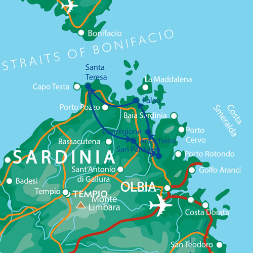 Costa Smeralda Explorer Self Guided Bike Tour Route